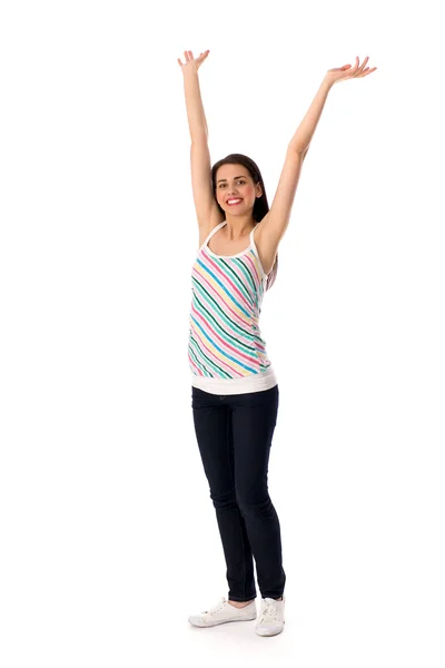 Girl with arms raised Stock Image