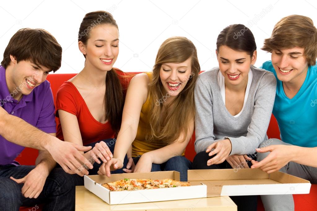 Friends Eating Pizza