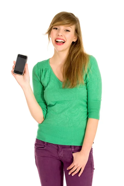 Meisje met mobiele telefoon — Stockfoto