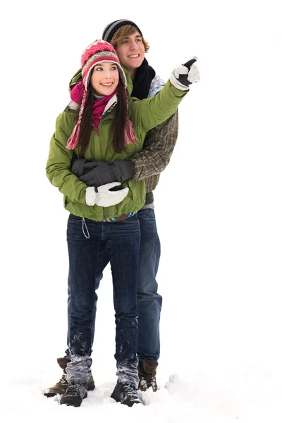 Teenage couple in winter clothing — Stock Photo, Image