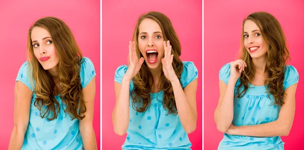 Mujer haciendo caras — Foto de Stock