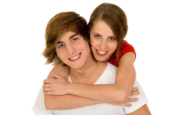 Happy young couple hugging — Stock Photo, Image