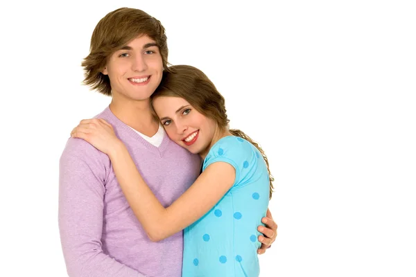 Teenage couple hugging — Stock Photo, Image