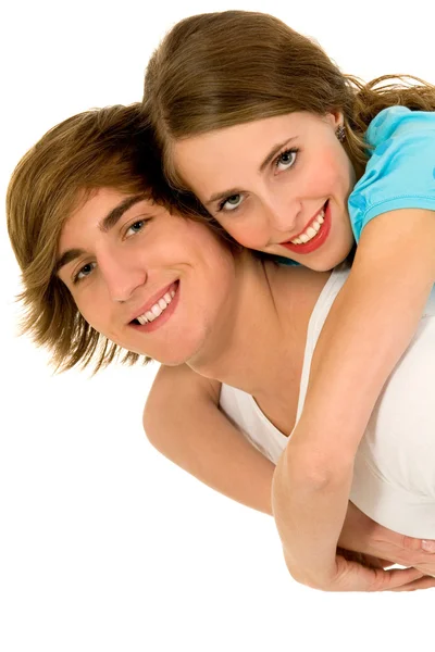 Happy young couple hugging — Stock Photo, Image