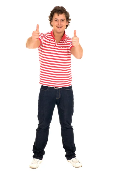 Young man with thumbs up — Stock Photo, Image