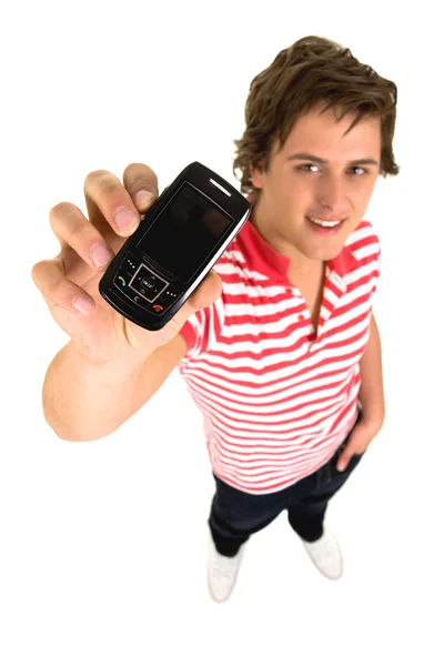 Ung man med mobiltelefon — Stockfoto