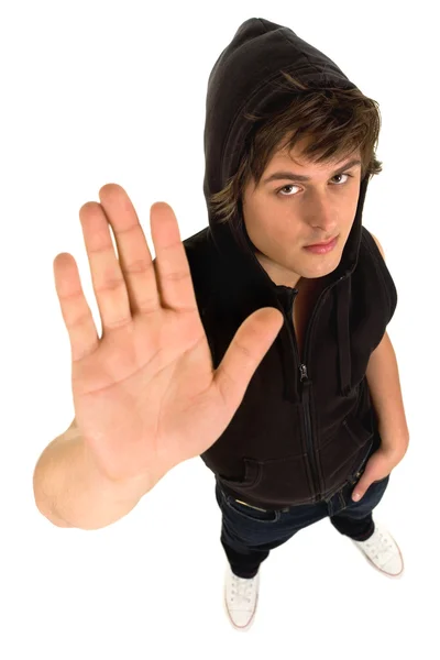 Man making stop gesture — Stock Photo, Image