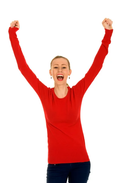 Woman with arms raised Royalty Free Stock Images