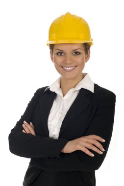 kask giyiyor iş kadını