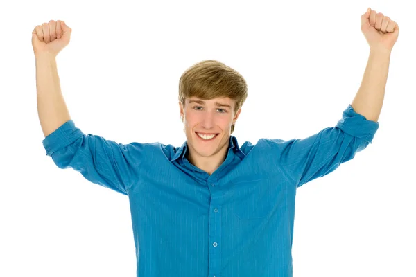 Man balde vuisten en lachen — Stockfoto