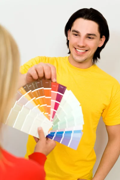 Couple with color samples Stock Image