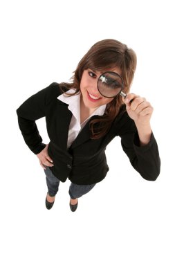 Woman Holding Magnifying Glass clipart
