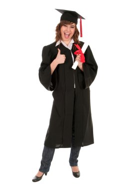 mezuniyet töreninde mutlu bir kadın