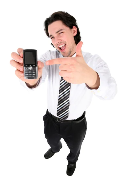 携帯電話を持つビジネスマンは — ストック写真