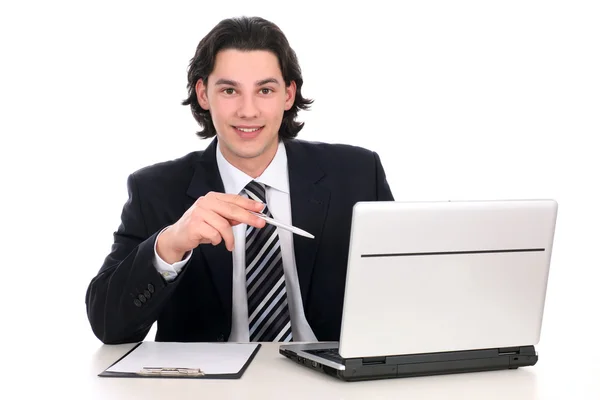 Zakenman met laptop — Stockfoto