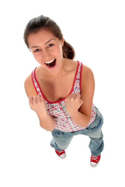 Woman clenching fists — Stock Photo, Image