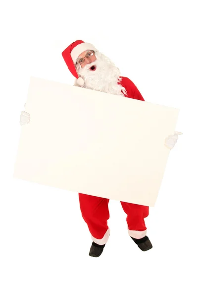 Weihnachtsmann mit leerer Plakatwand — Stockfoto