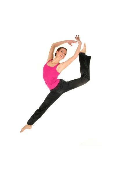Жіночий танцюрист, стрибки — стокове фото