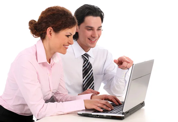 Business people working on laptop Stock Photo