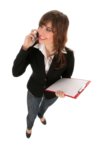 Woman holding clipboard, smiling Royalty Free Stock Photos