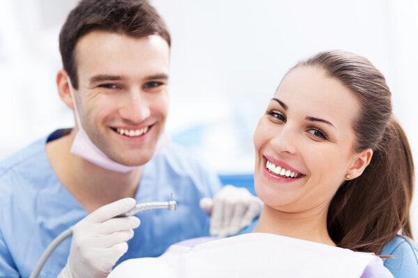 Woman at dentist office