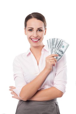 a yelpaze-in para tutan kadın