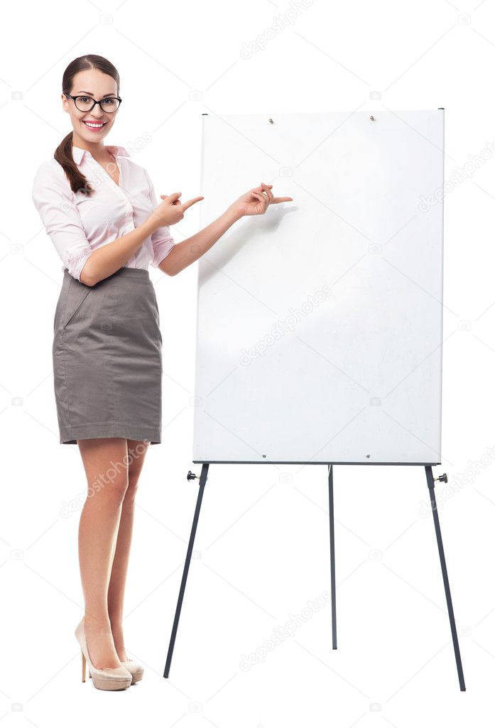 Businesswoman with flip chart
