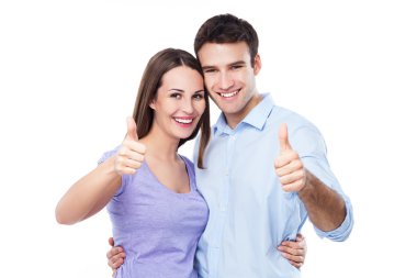 Başparmakları havada genç bir çift