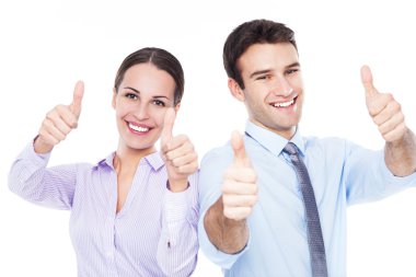 başparmak yukarıya ile iş adamları