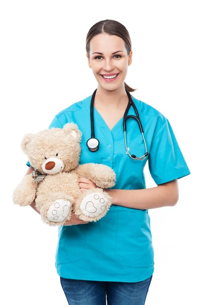 Doctor holding teddy bear — Stock Photo, Image