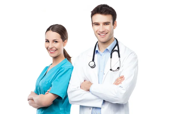 Friendly Male and Female Doctors — Stock Photo, Image