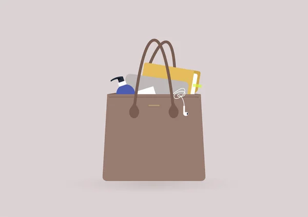Eine Bürotasche Mit Persönlichen Gegenständen Darin — Stockvektor