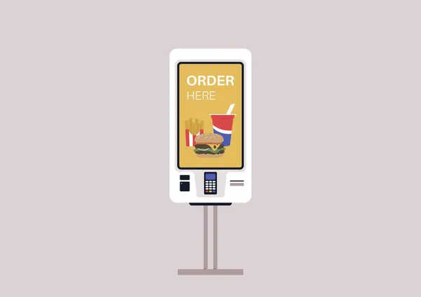 Сенсорний Екран Замовлення Швидкого Харчування Самообслуговування Цифрове Меню Ізольовано Звичайному — стоковий вектор