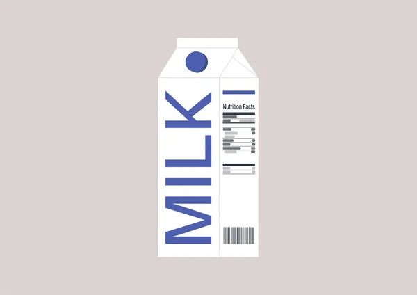 Carton Milk Nutritional Facts Label Its Side Lactose Free Milk — Stock Vector