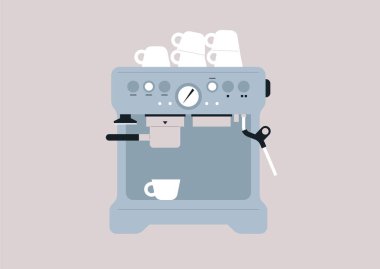 Profesyonel bir kahve makinesi, modern yaşam tarzı aletleri.