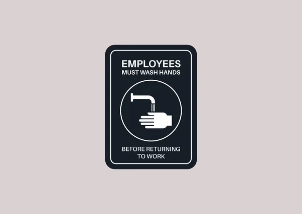 Employees Must Wash Hands Returning Work Restaurant Restroom Sign — Wektor stockowy