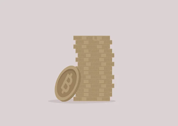 Stack Gold Metal Bitcoins Banking Service Concept — стоковый вектор