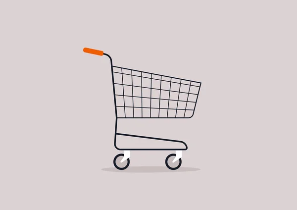 Chariot Supermarché Vide Dans Une Vue Latérale — Image vectorielle