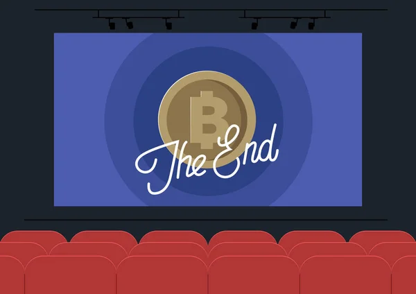 Τέλος Ένα Απαισιόδοξο Σενάριο Bitcoin Μια Σκηνή Κινηματογράφου — Διανυσματικό Αρχείο