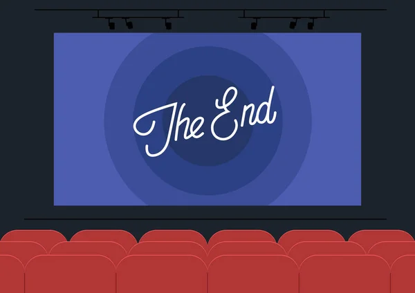 Cinema Movie Screen End Sign Art Entertainment — Stock Vector