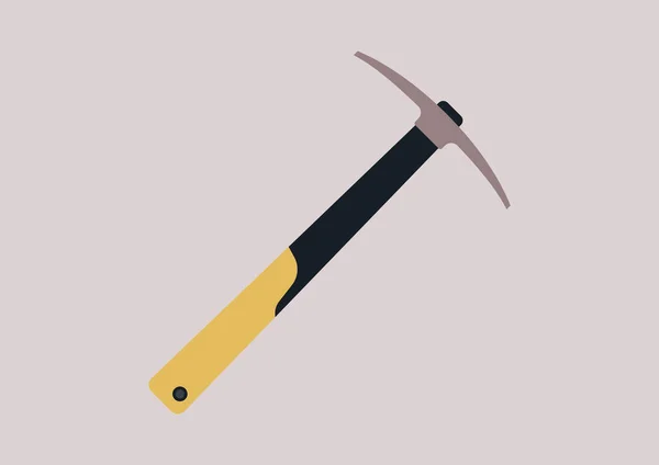 黄色のハンドル ハードウェアツール 採掘と採掘を持つ金属ピック斧 — ストックベクタ