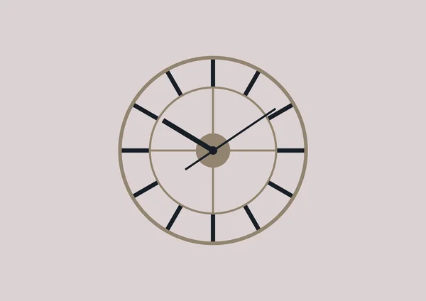 Reloj Pared Metálico Vintage Con Elementos Ornamentados — Vector de stock