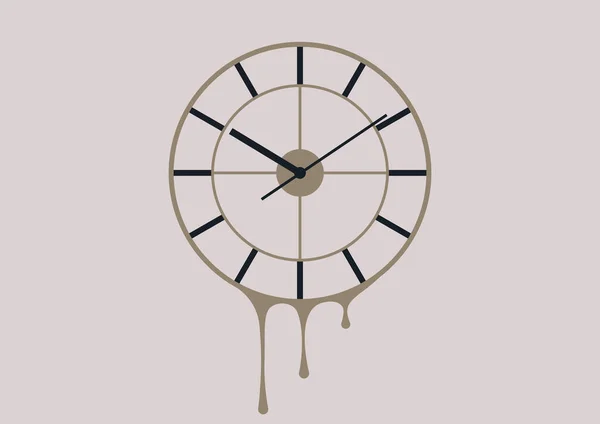 Время Плавления Винтажные Настенные Часы Декоративными Элементами — стоковый вектор