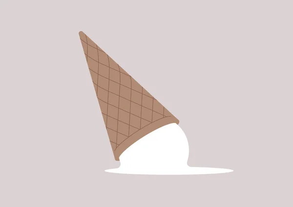 香草冰淇淋掉了 一个不幸的意外概念 — 图库矢量图片