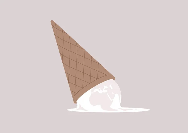 Terre Chauffée Forme Crème Glacée Vanille Concept Réchauffement Climatique — Image vectorielle