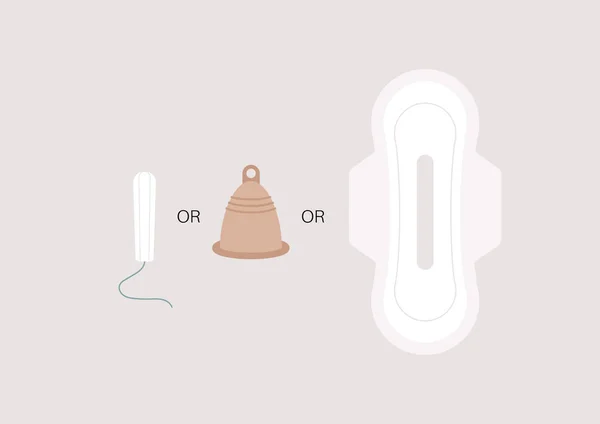 Choix Produits Menstruels Tampon Hygiénique Tampon Une Tasse Silicone — Image vectorielle