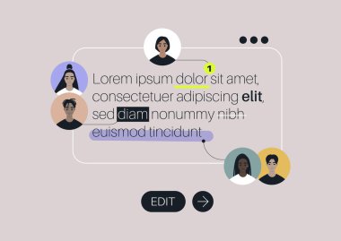 Bir grup çalışması, işbirlikçi bir metin düzenleme aracı