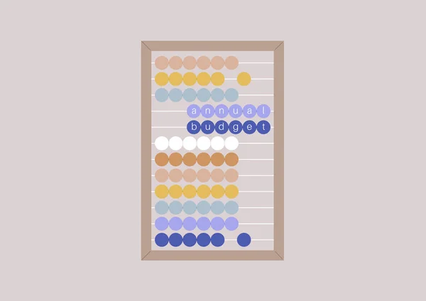 Ett Årligt Budgetkoncept Abacus Med Färgglada Pärlor — Stock vektor