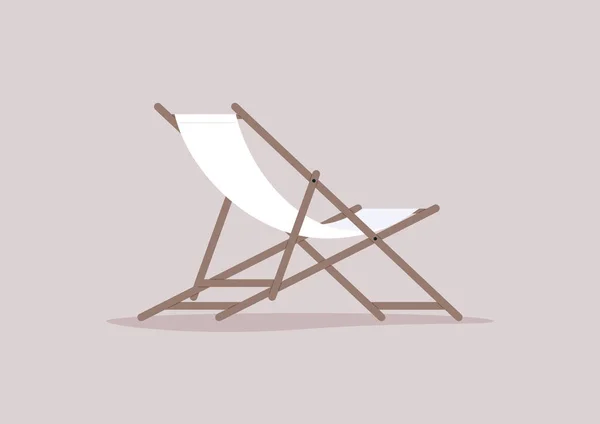 Deck Chair Made Wood Piece Fabric Summertime Outdoor Lifestyle — Stock Vector