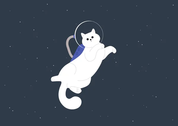 Cat Wearing Astronaut Costume Outer Space — Stock vektor